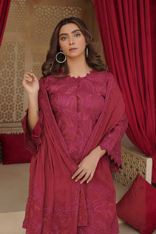 Marjjan Embroidered Lawn MZL-015 (MAROON)