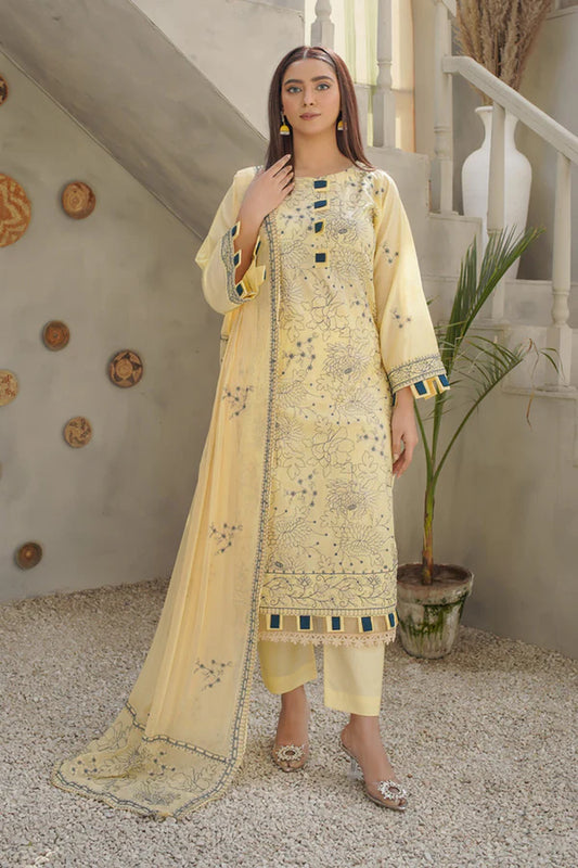 Marjjan Embroidered Lawn MZL-014 (LEMON)