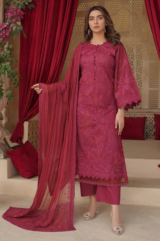 Marjjan Embroidered Lawn MZL-015 (MAROON)